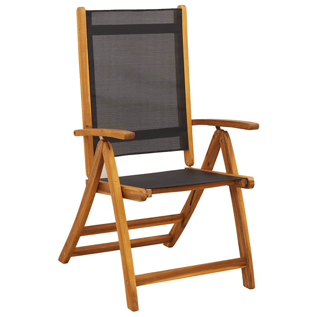 Folding Garden Chairs 4 pcs Solid Wood Acacia and Textilene