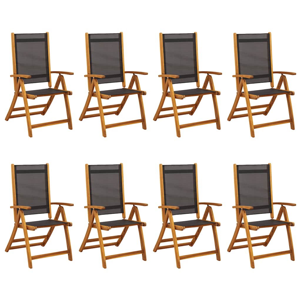 Folding Garden Chairs 8 pcs Solid Wood Acacia and Textilene