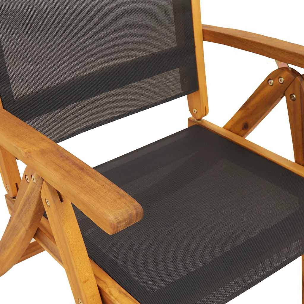Folding Garden Chairs 8 pcs Solid Wood Acacia and Textilene