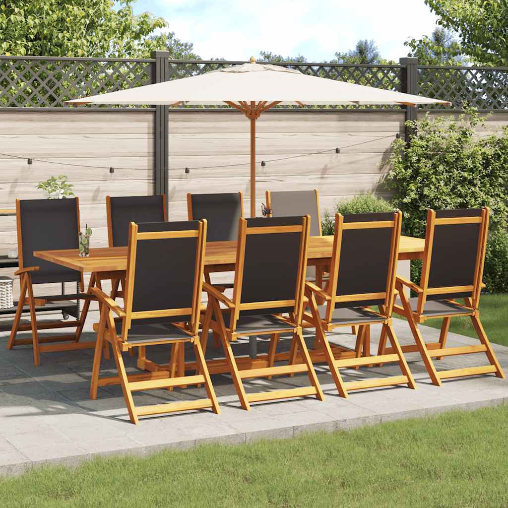 Folding Garden Chairs 8 pcs Solid Wood Acacia and Textilene