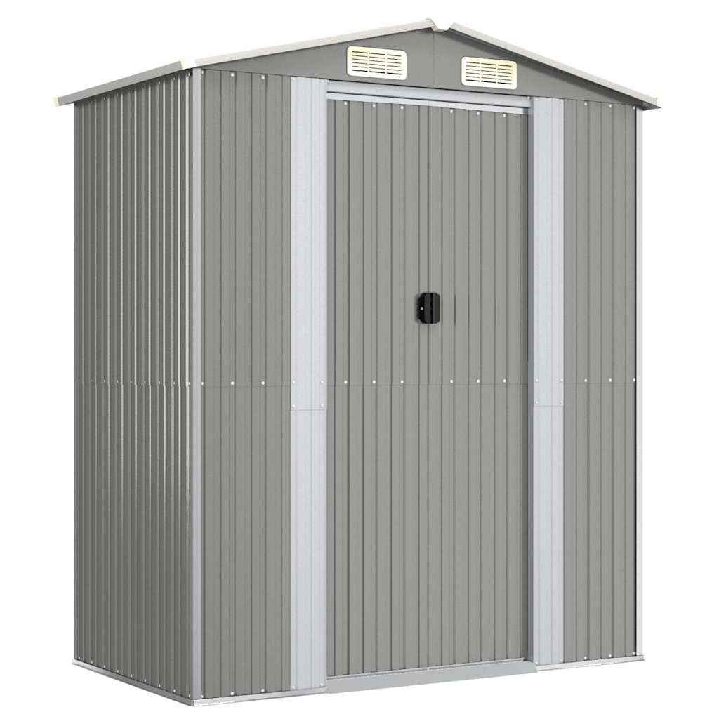 Garden Shed Light Grey 192x108x223 cm Galvanised Steel