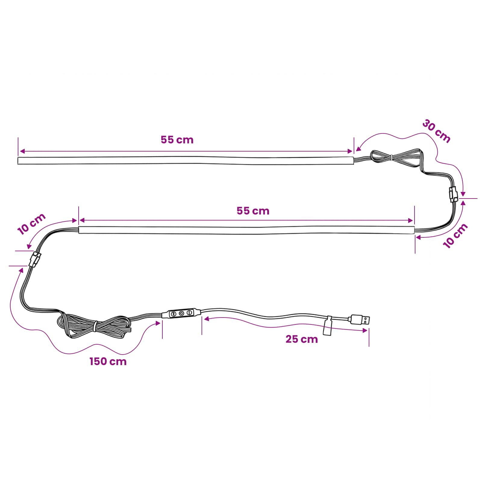 x2 55cm USB EDL strp light