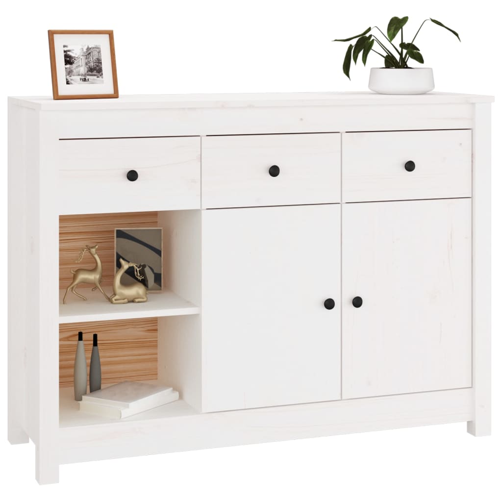 Sideboard White 100x35x74 cm Solid Wood Pine