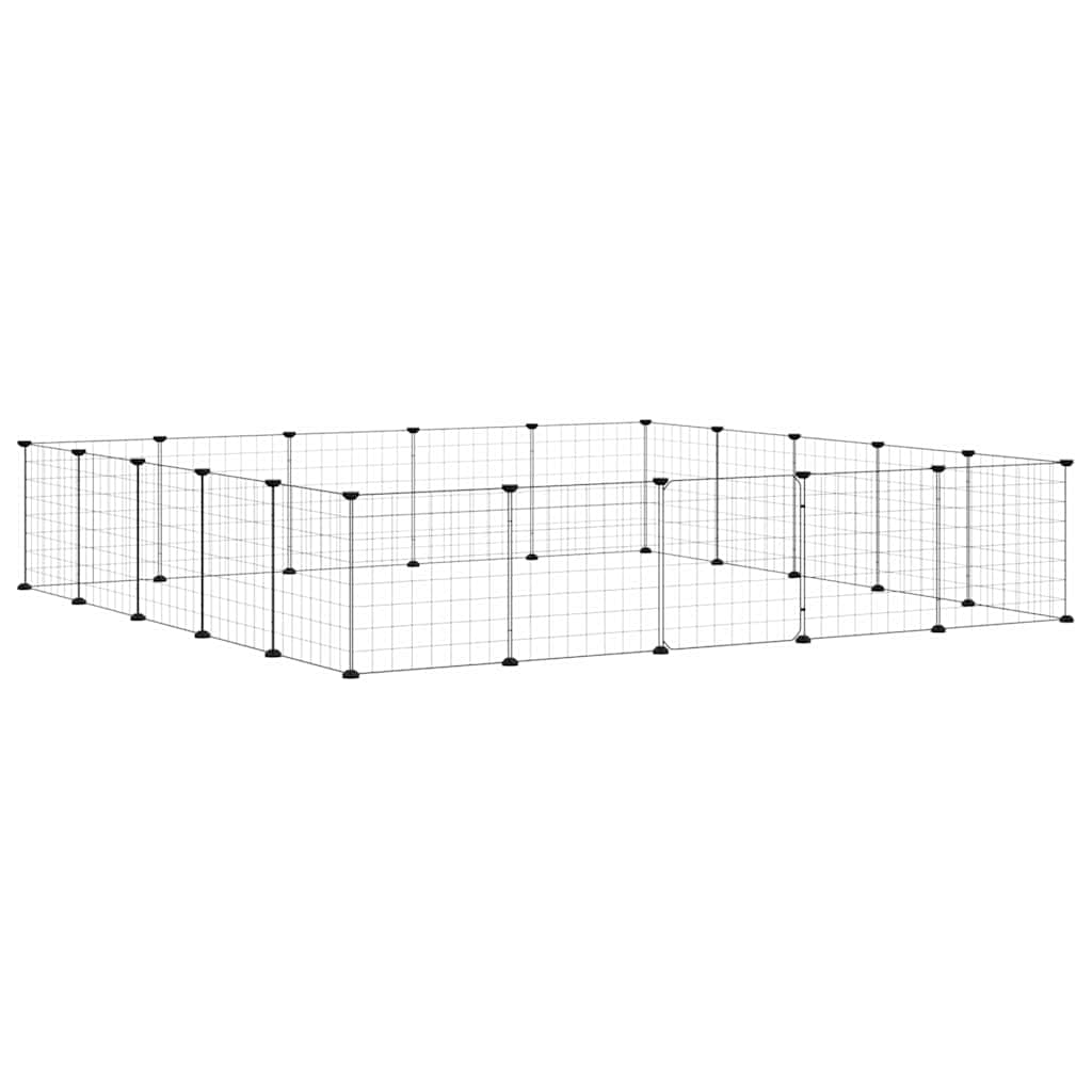 20-Panel Pet Cage with Door Black 175x175x35 cm Steel