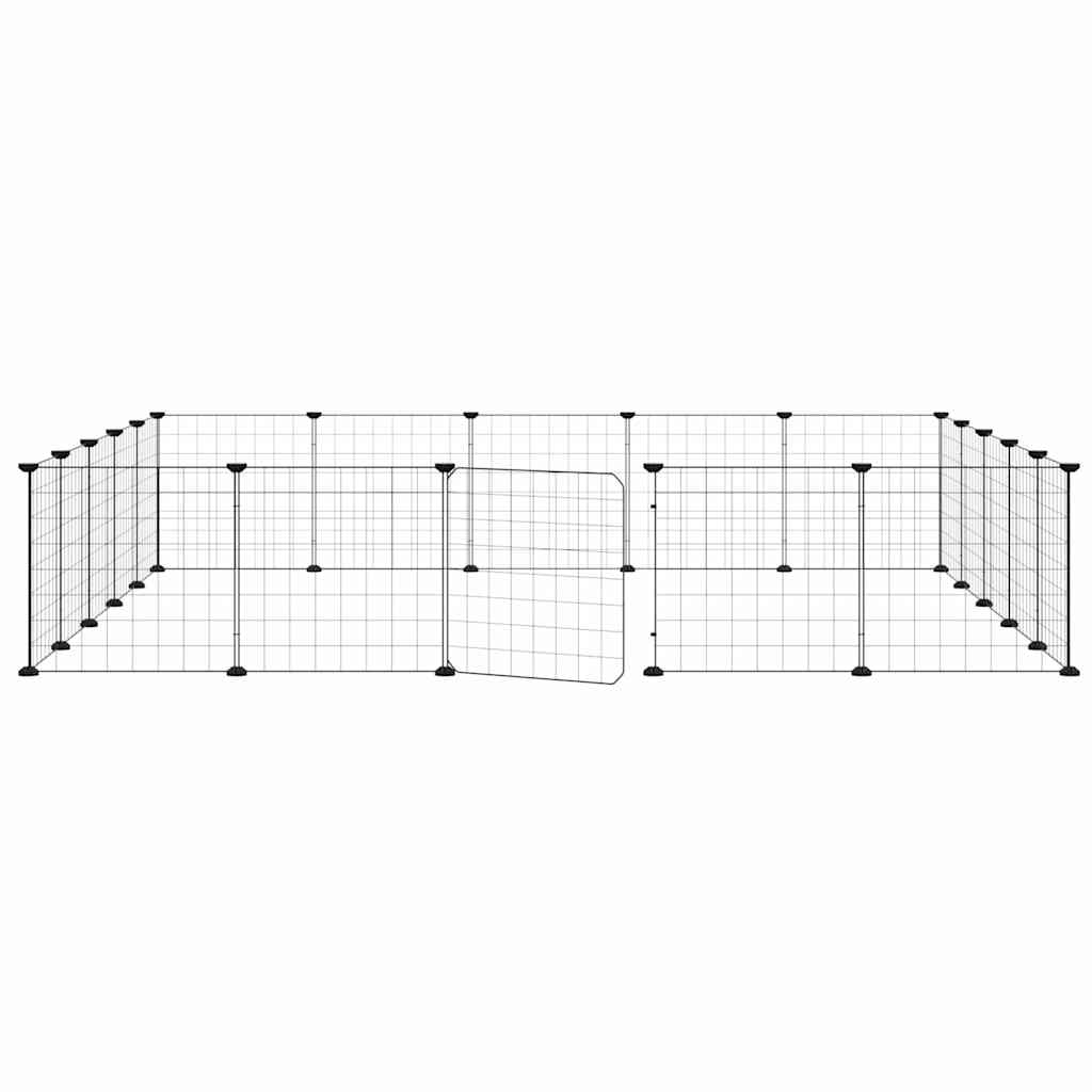 20-Panel Pet Cage with Door Black 175x175x35 cm Steel