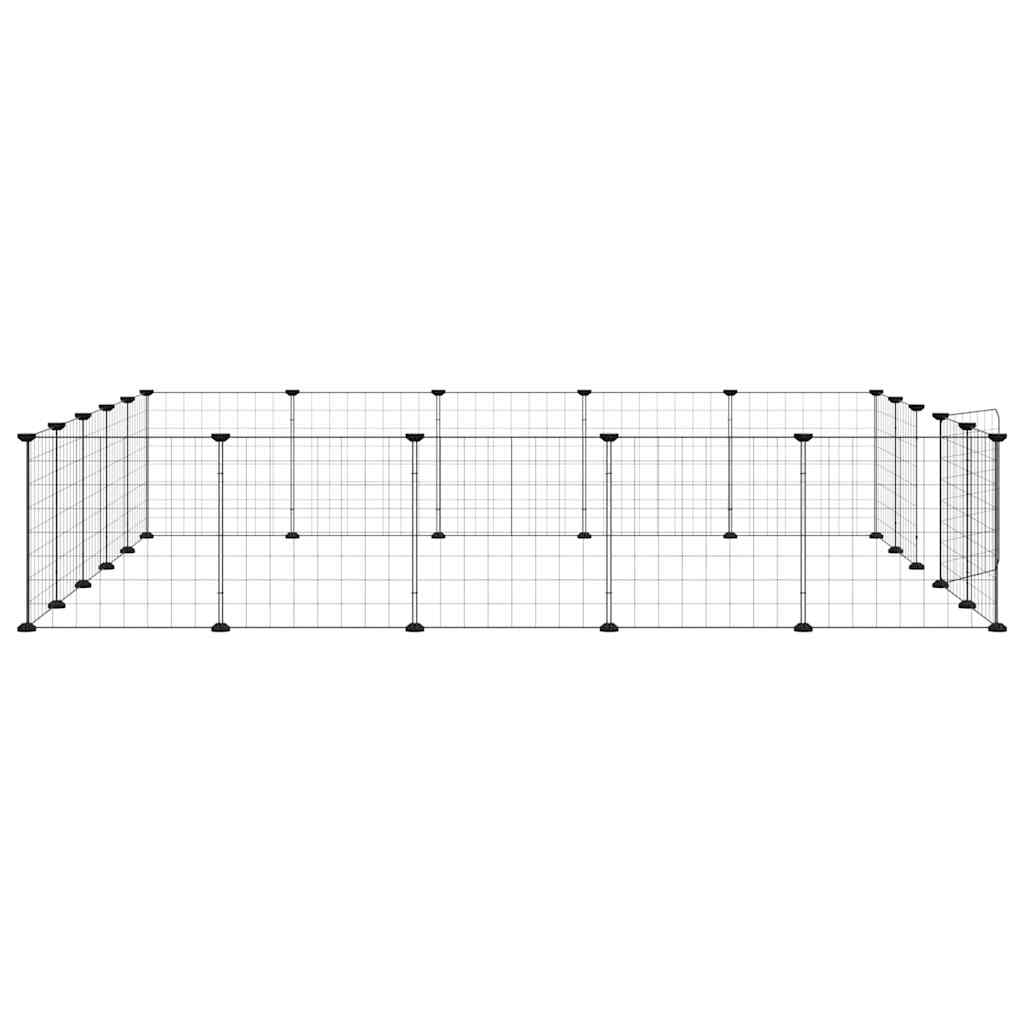 20-Panel Pet Cage with Door Black 175x175x35 cm Steel