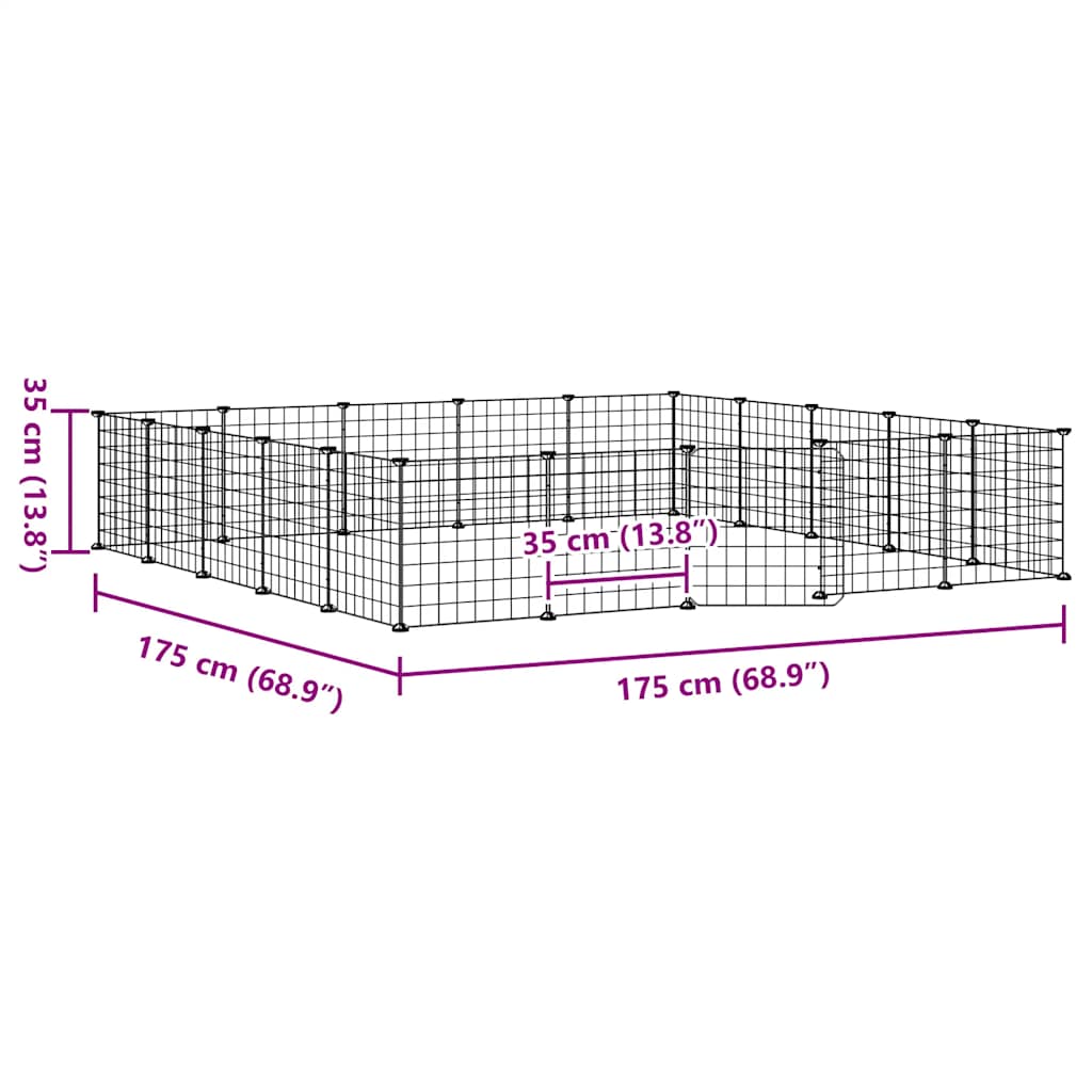 20-Panel Pet Cage with Door Black 35x35 cm Steel