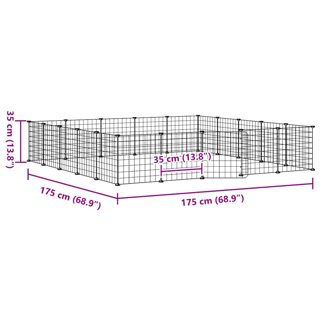 20-Panel Pet Cage with Door Black 175x175x35 cm Steel