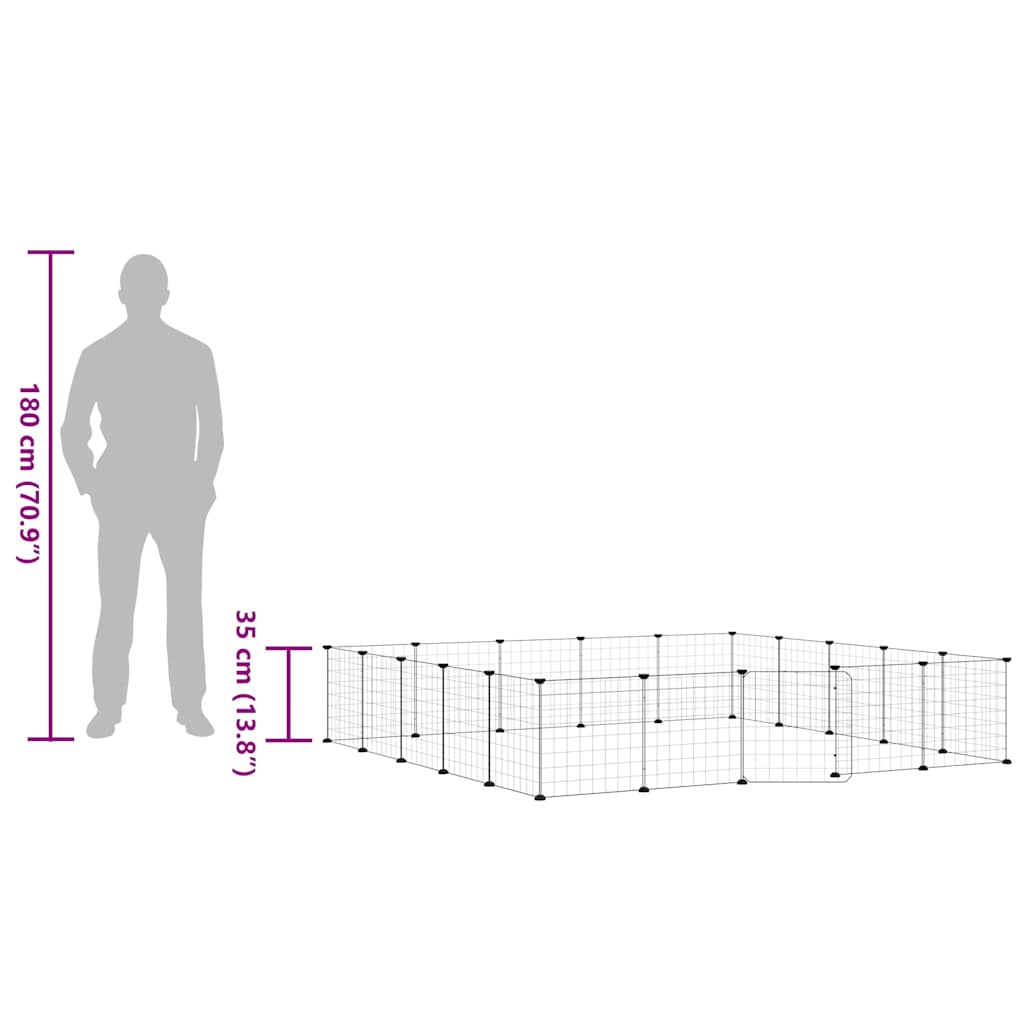 20-Panel Pet Cage with Door Black 35x35 cm Steel