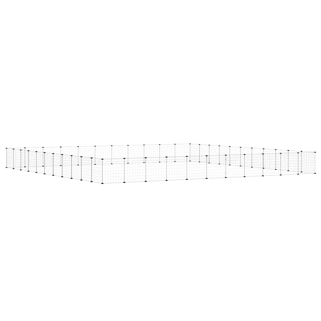 44-Panel Pet Cage with Door Black 35x35 cm Steel