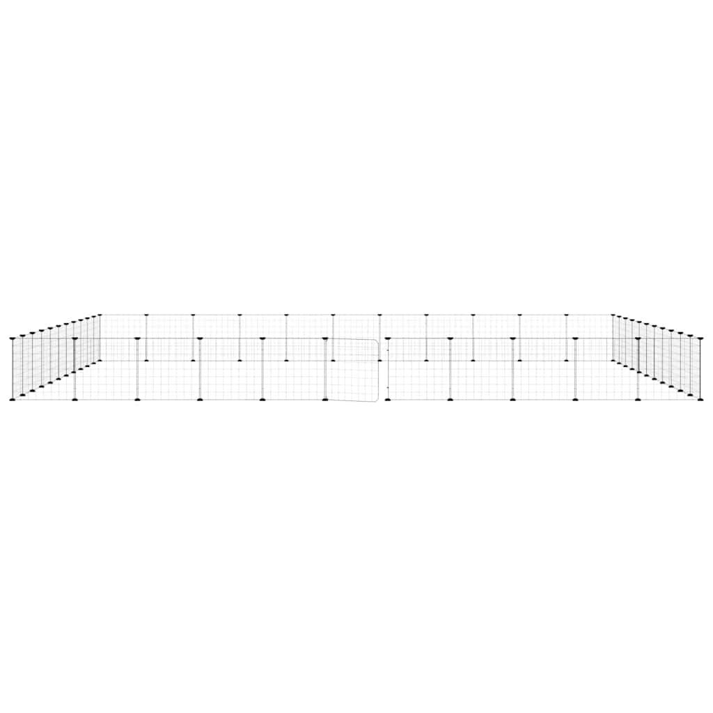 44-Panel Pet Cage with Door Black 35x35 cm Steel