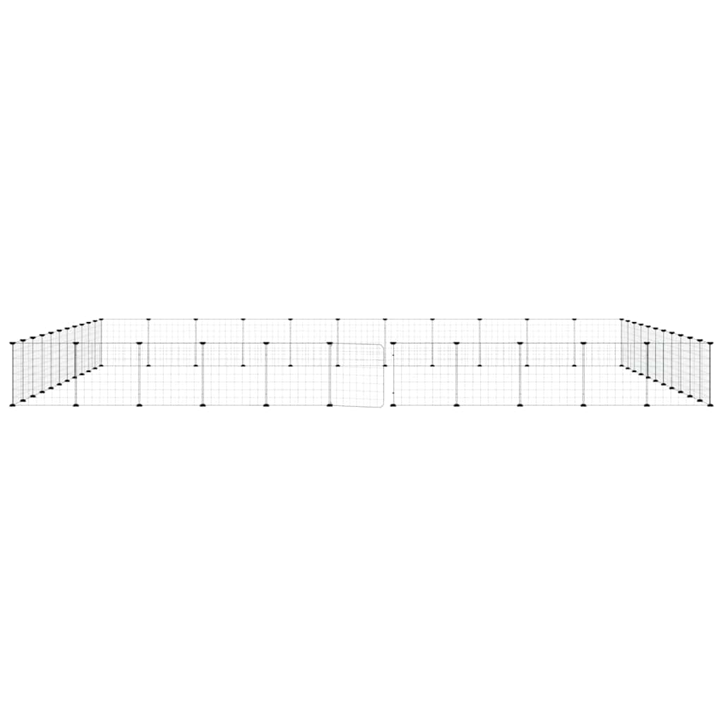 44-Panel Pet Cage with Door Black 385x385x35 cm Steel