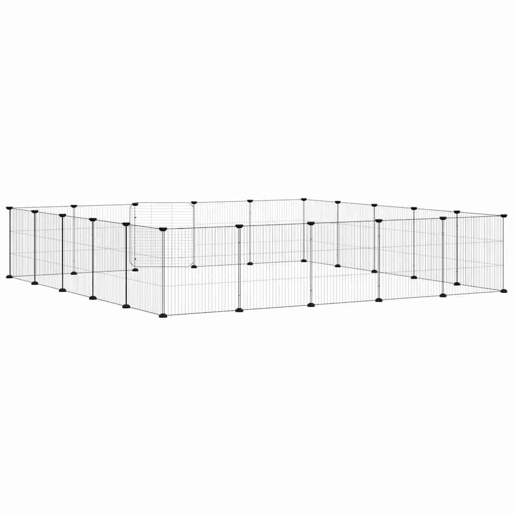 20-Panel Pet Cage with Door Black 35x35 cm Steel
