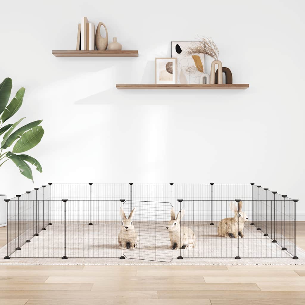 20-Panel Pet Cage with Door Black 35x35 cm Steel