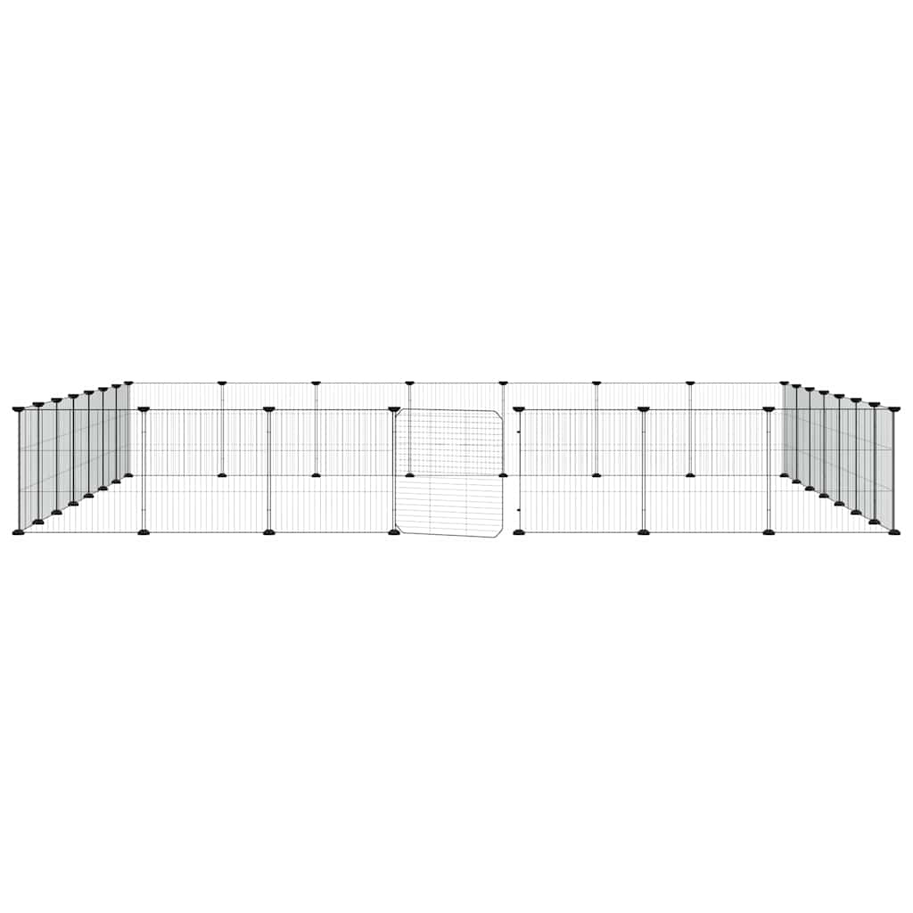 28-Panel Pet Cage with Door Black 245x245x35 cm Steel