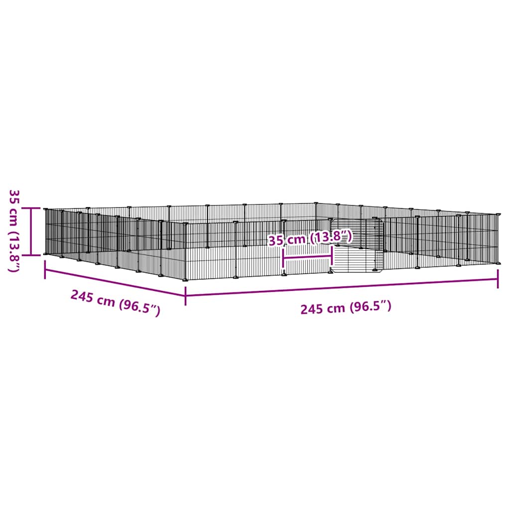 28-Panel Pet Cage with Door Black 245x245x35 cm Steel