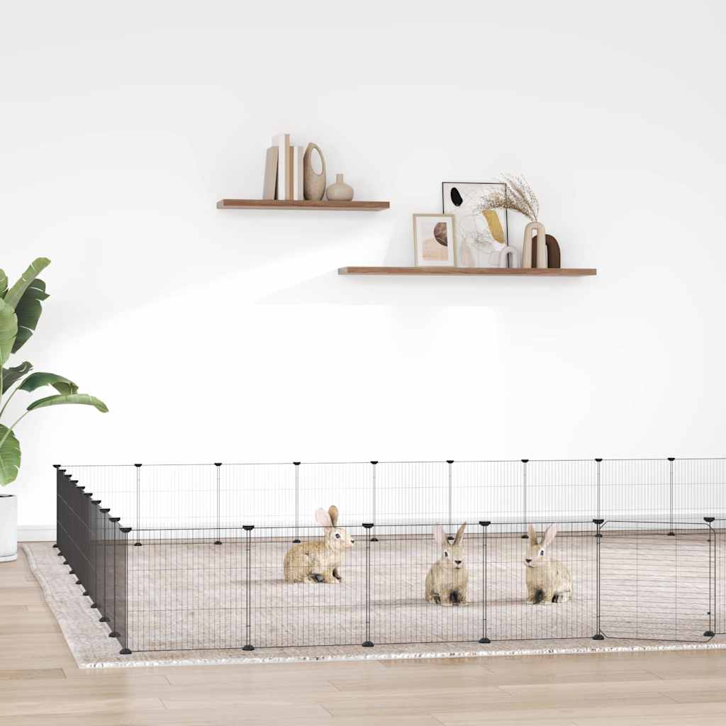 36-Panel Pet Cage with Door Black 315x315x35 cm Steel
