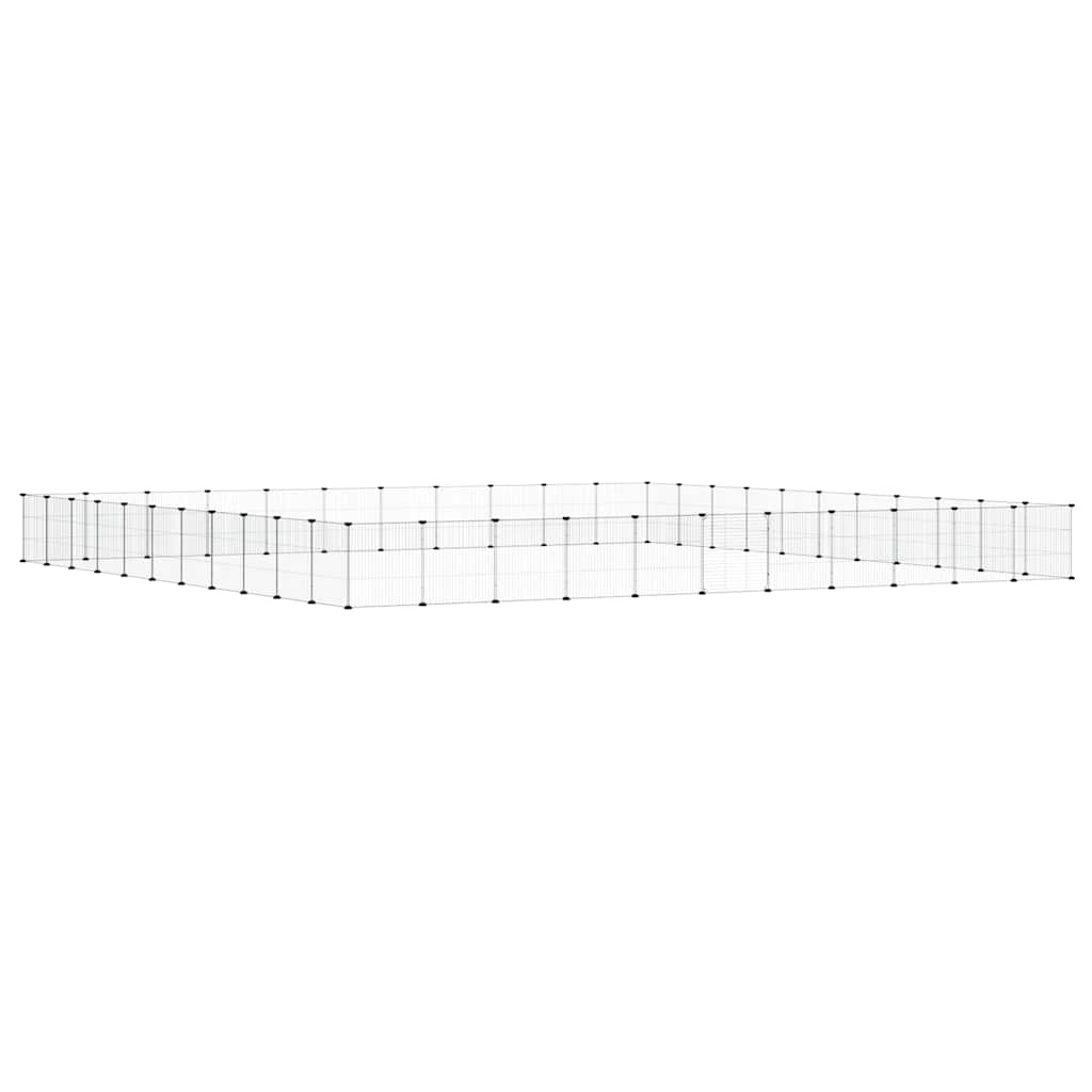 44-Panel Pet Cage with Door Black 385x385x35 cm Steel