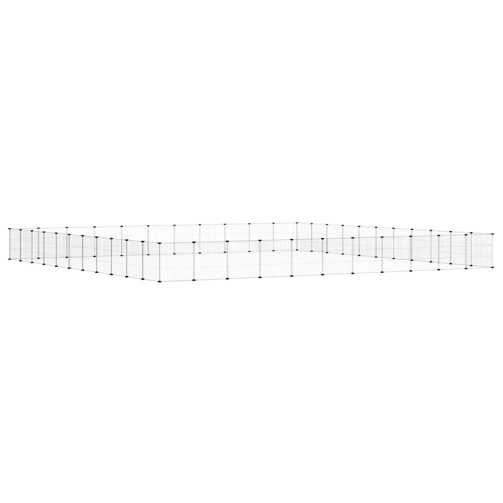 44-Panel Pet Cage with Door Black 385x385x35 cm Steel