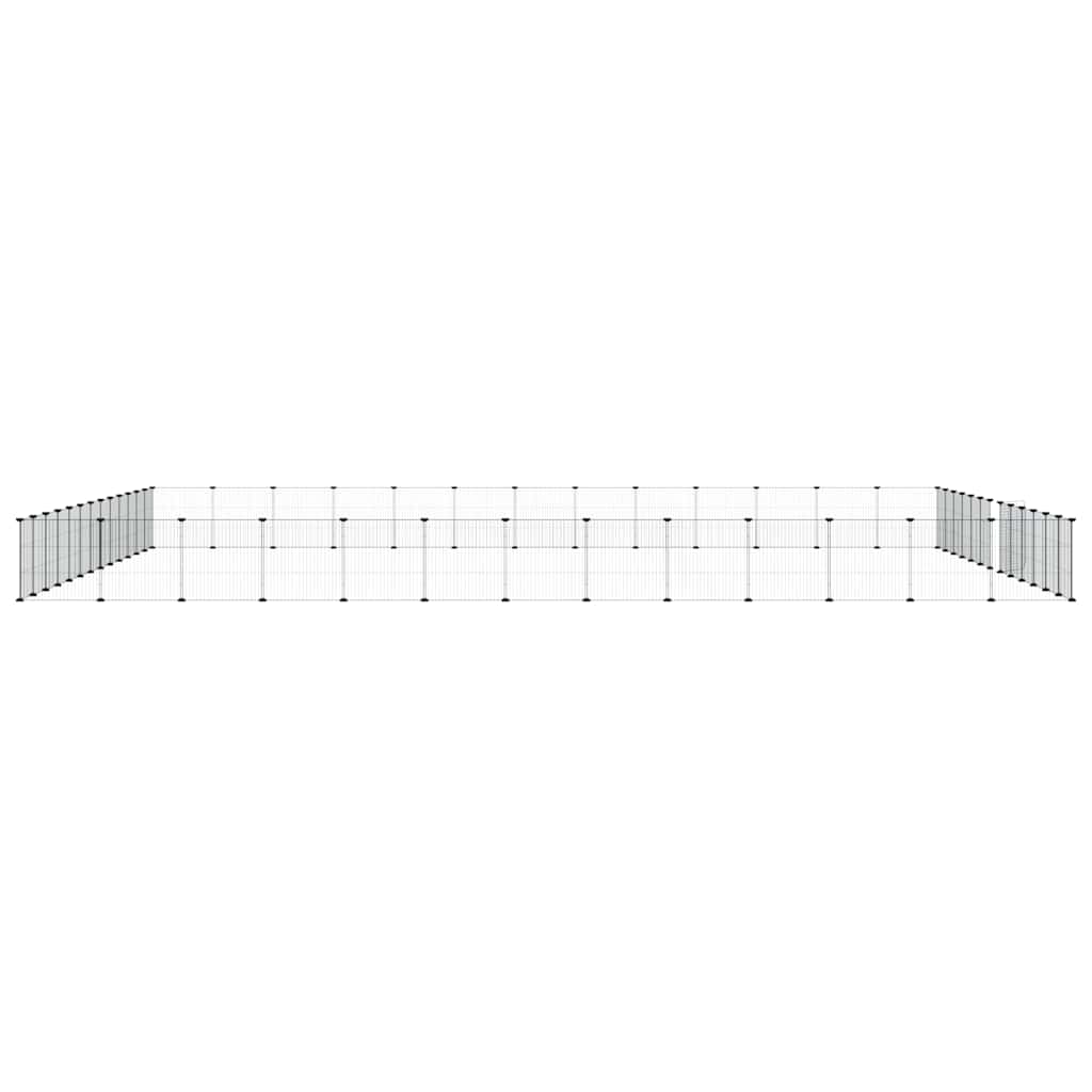 52-Panel Pet Cage with Door Black 455x455x35 cm Steel