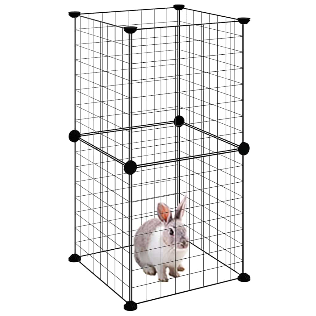 8-Panel Pet Cage Black 35x35x70 cm Steel