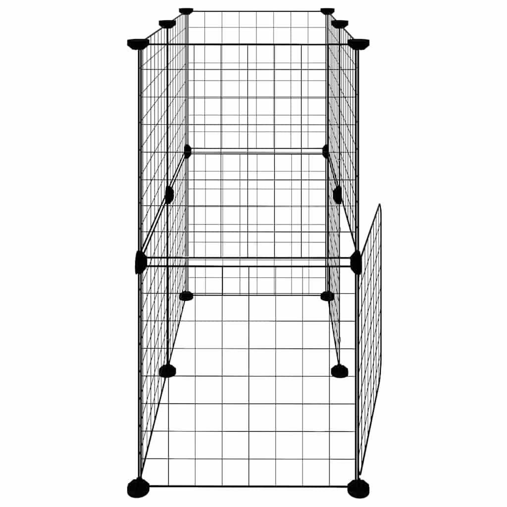 12-Panel Pet Cage with Door Black 70x35x70 cm Steel