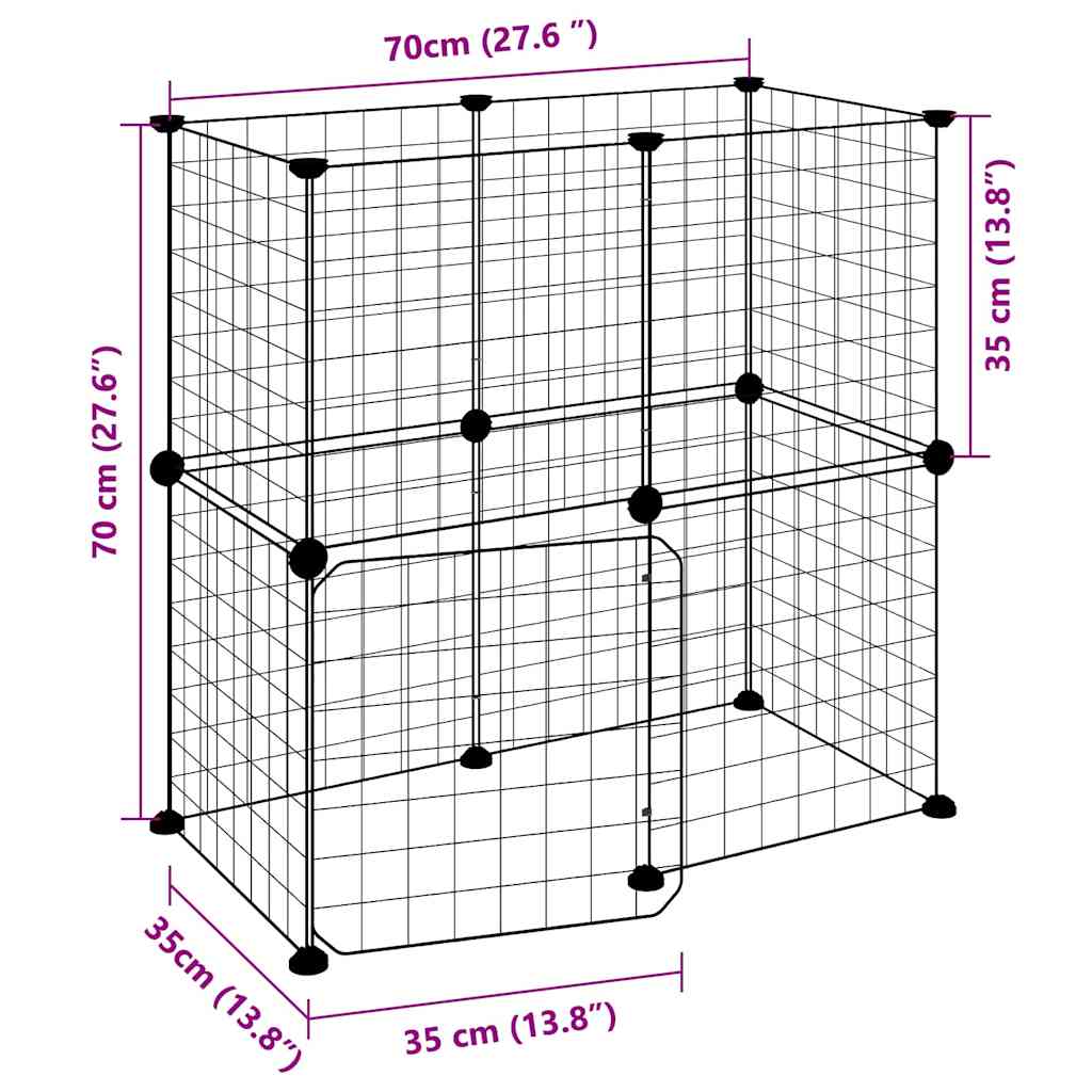 12-Panel Pet Cage with Door Black 70x35x70 cm Steel