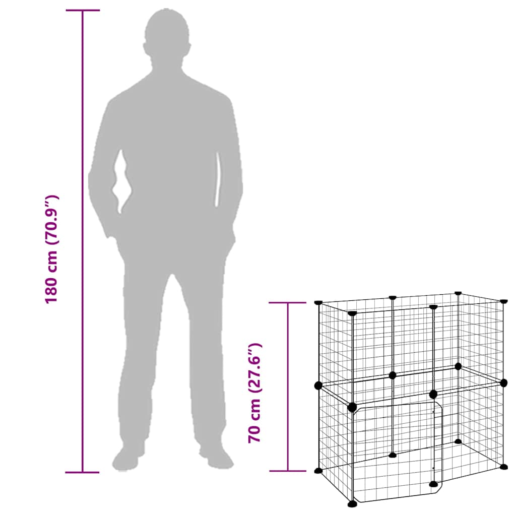 12-Panel Pet Cage with Door Black 70x35x70 cm Steel