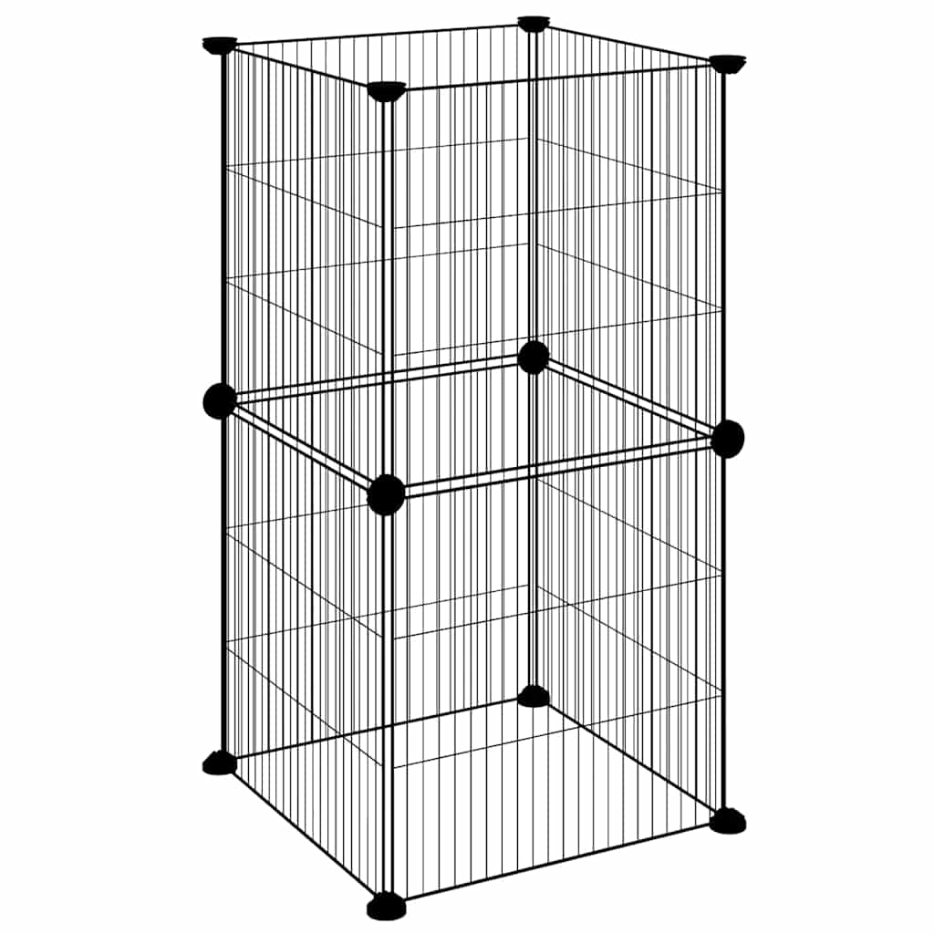 8-Panel Pet Cage Black 35x35x70 cm Steel