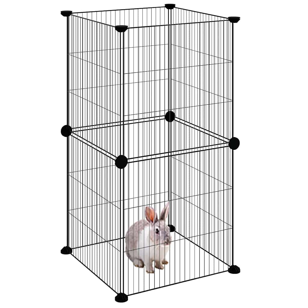 8-Panel Pet Cage Black 35x35x70 cm Steel