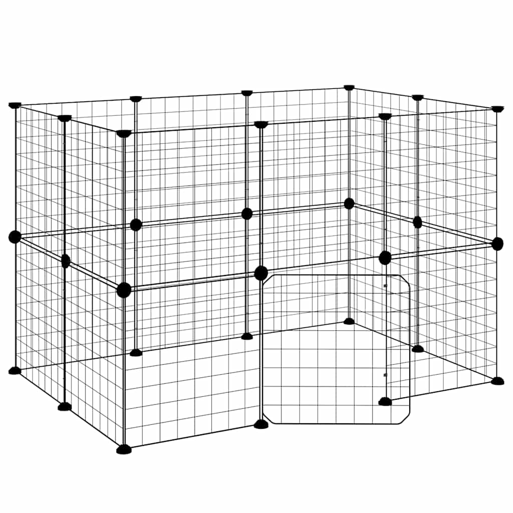 20-Panel Pet Cage with Door Black 35x35 cm Steel