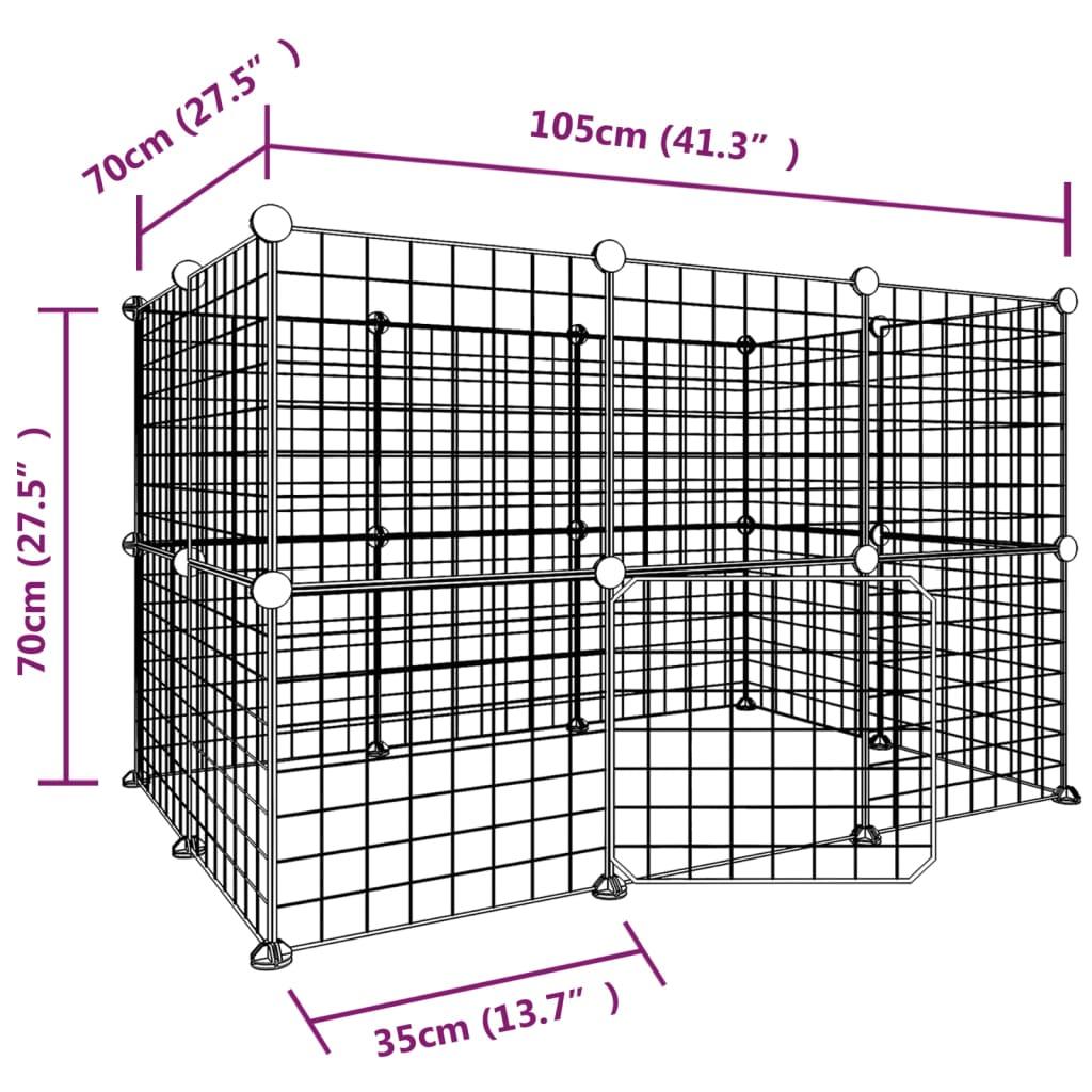 20-Panel Pet Cage with Door Black 35x35 cm Steel