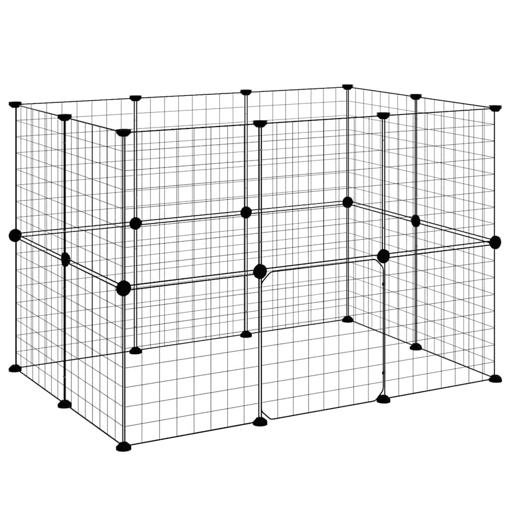 20-Panel Pet Cage with Door Black 35x35 cm Steel