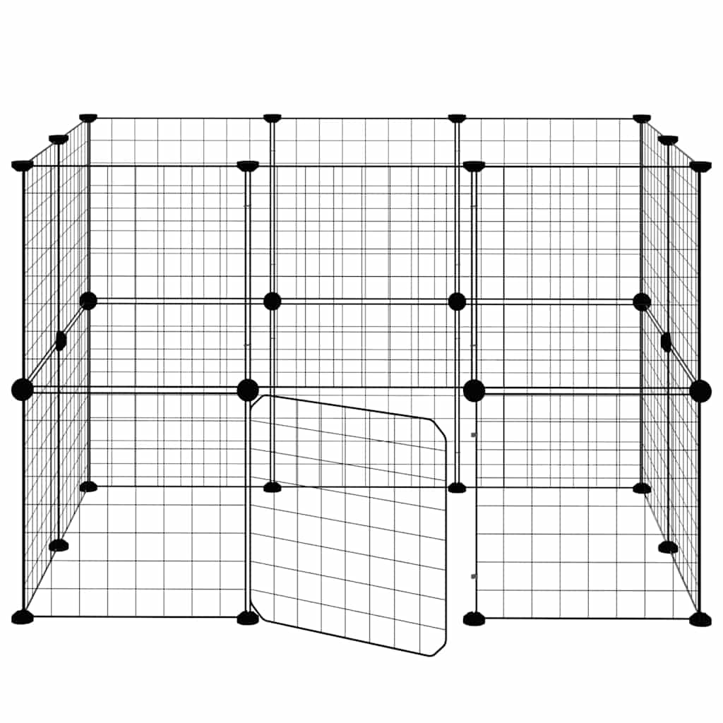 20-Panel Pet Cage with Door Black 105x70x70 cm Steel