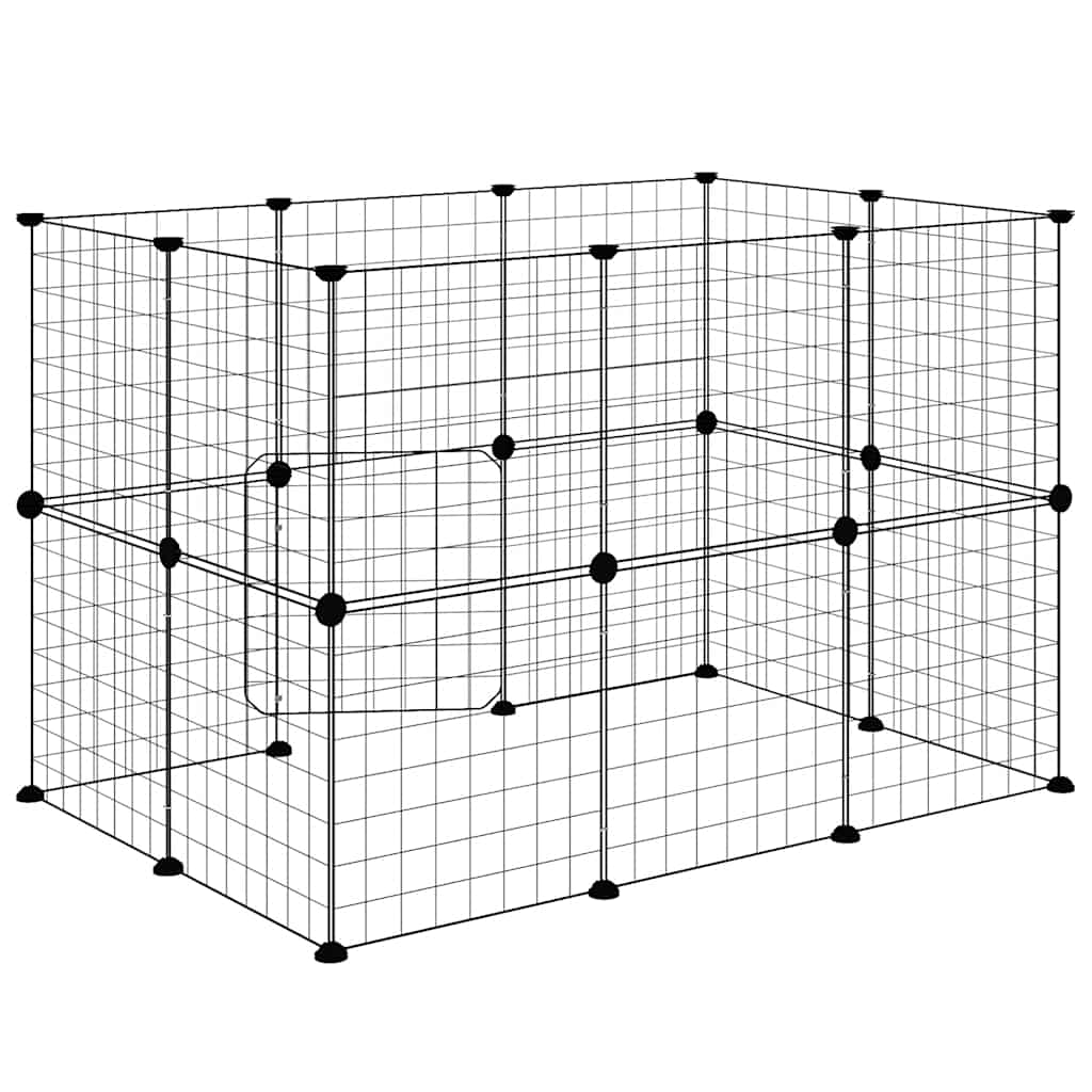 20-Panel Pet Cage with Door Black 35x35 cm Steel