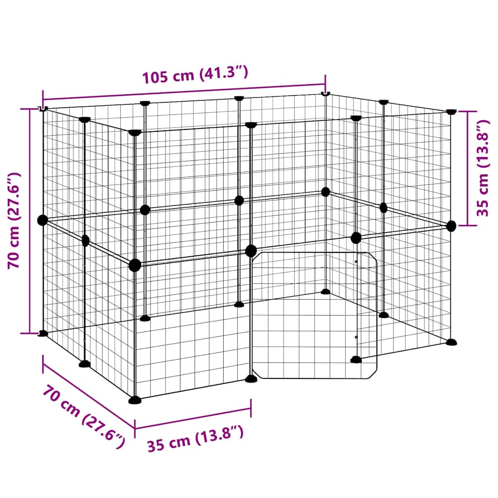 20-Panel Pet Cage with Door Black 35x35 cm Steel