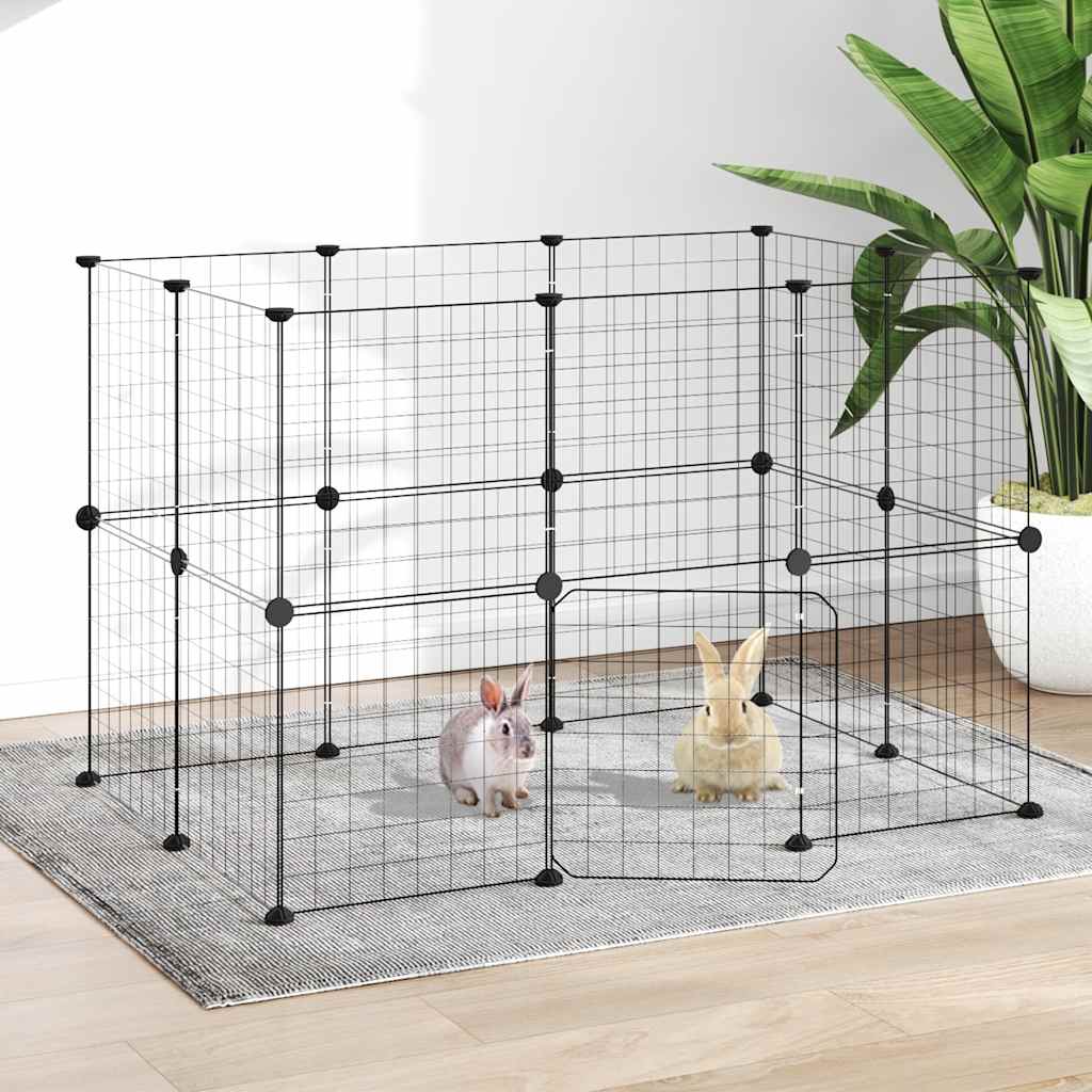 20-Panel Pet Cage with Door Black 35x35 cm Steel