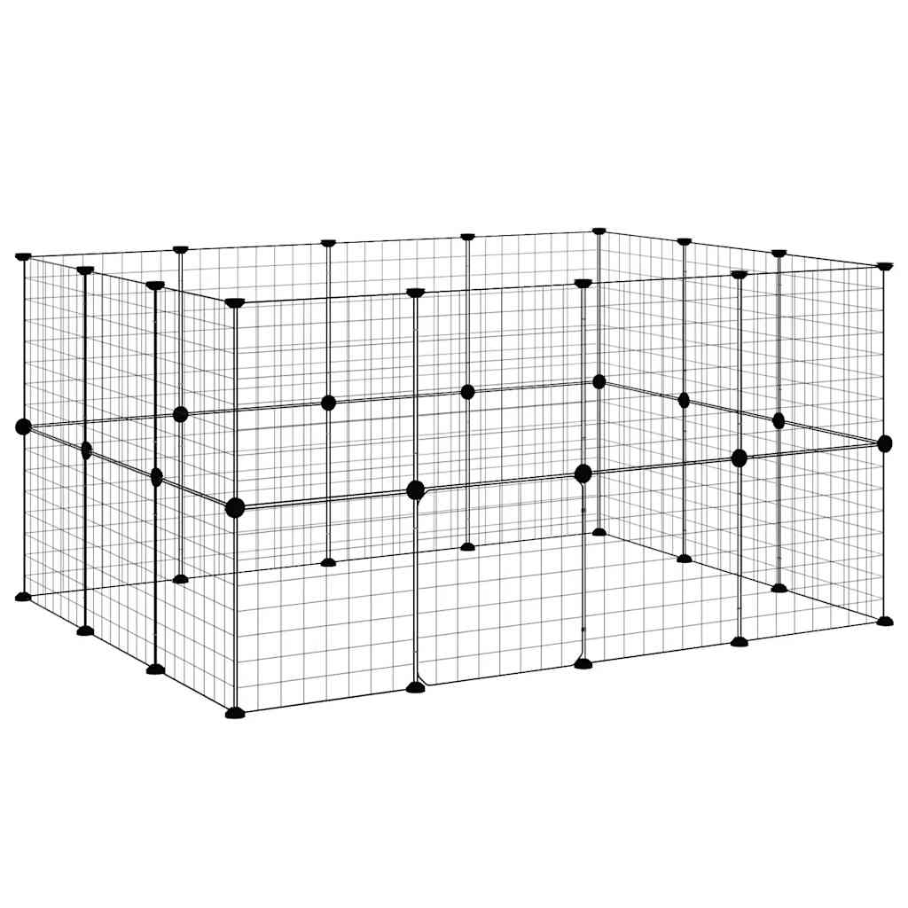 28-Panel Pet Cage with Door Black 35x35 cm Steel