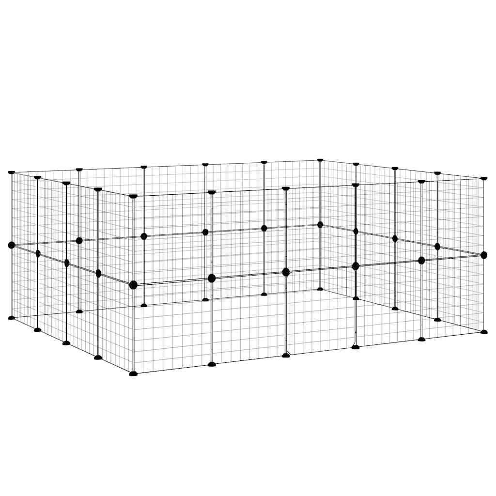 36-Panel Pet Cage with Door Black 175x140x70 cm Steel