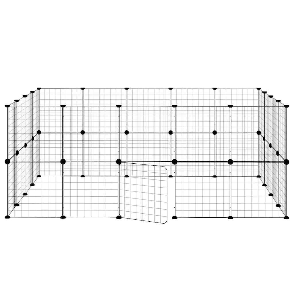 36-Panel Pet Cage with Door Black 175x140x70 cm Steel