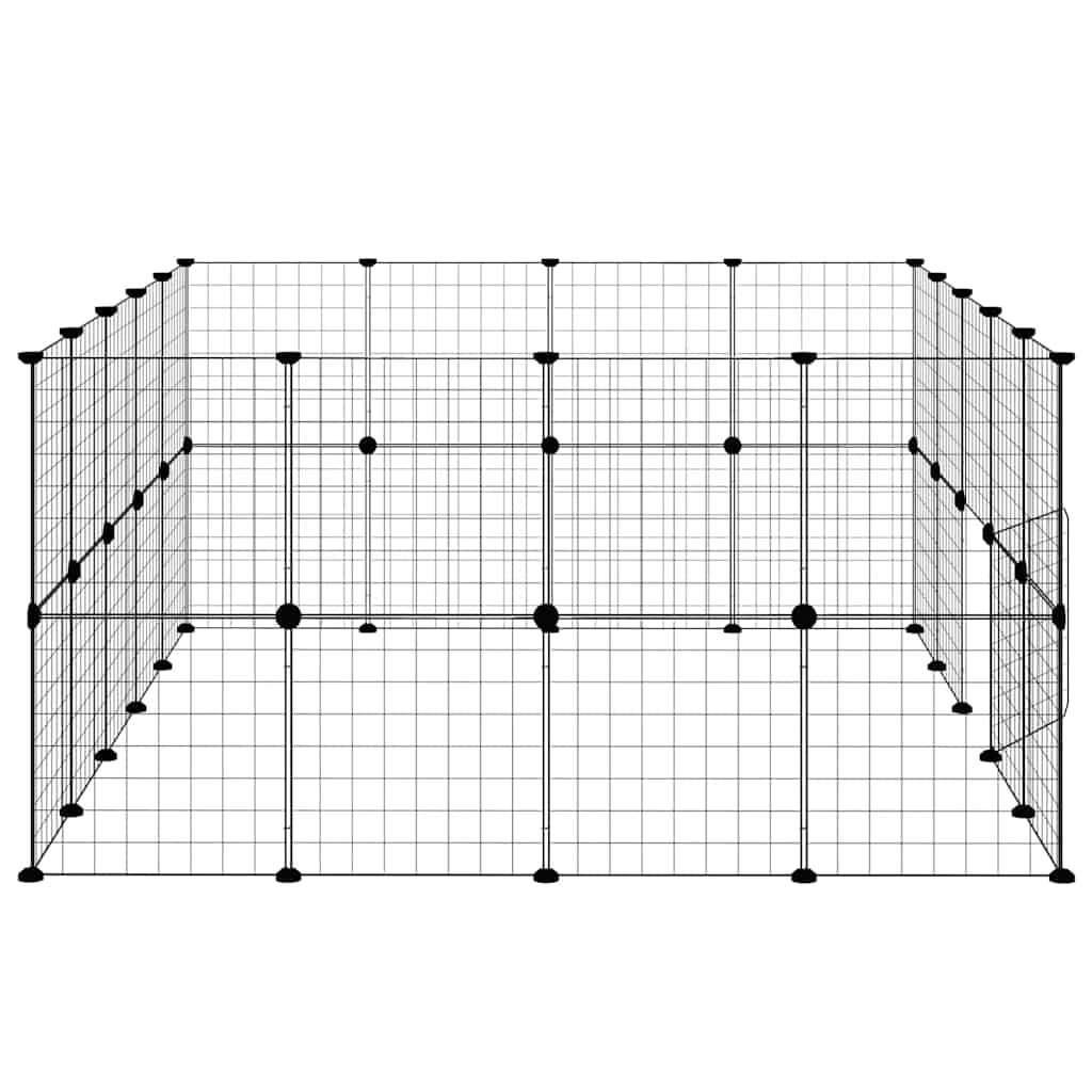 36-Panel Pet Cage with Door Black 175x140x70 cm Steel