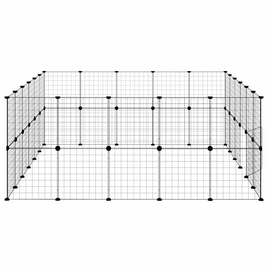 44-Panel Pet Cage with Door Black 210x175x70 cm Steel