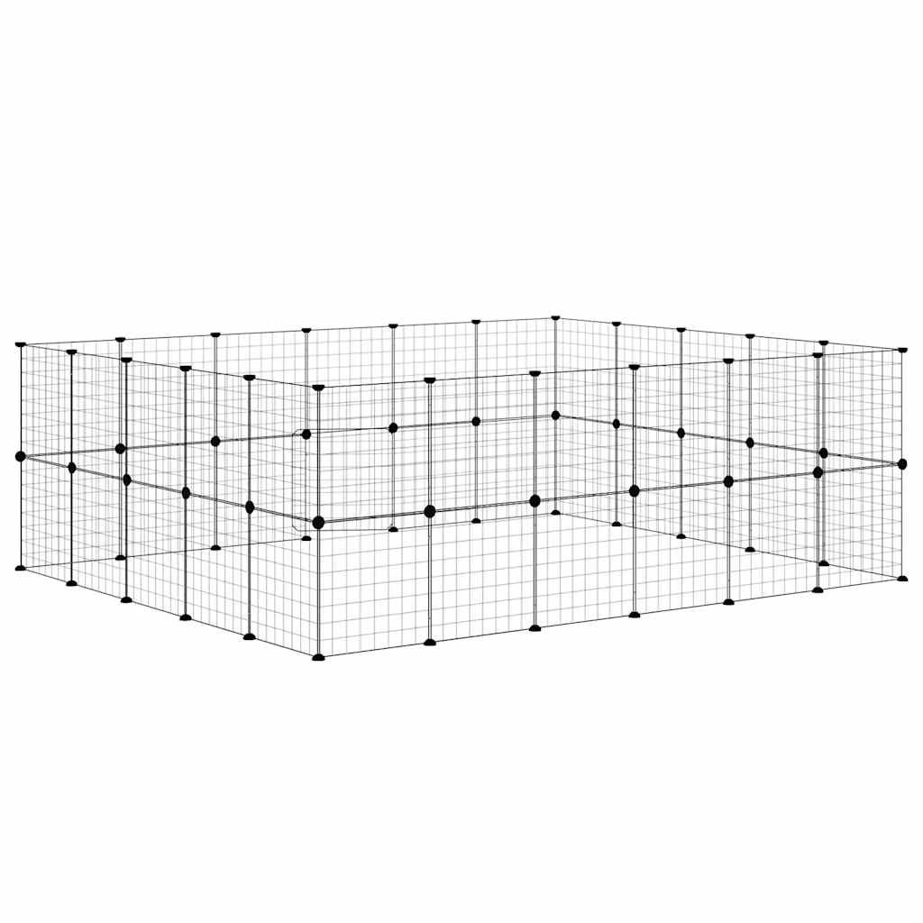 44-Panel Pet Cage with Door Black 210x175x70 cm Steel