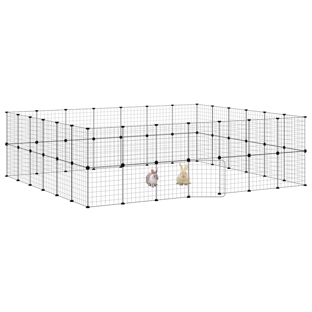52-Panel Pet Cage with Door Black 245x210x70 cm Steel