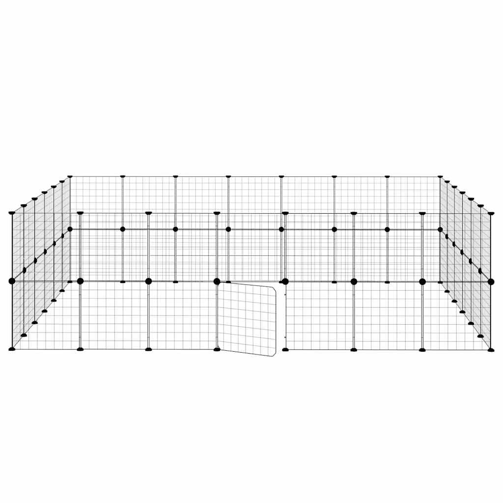 52-Panel Pet Cage with Door Black 245x210x70 cm Steel