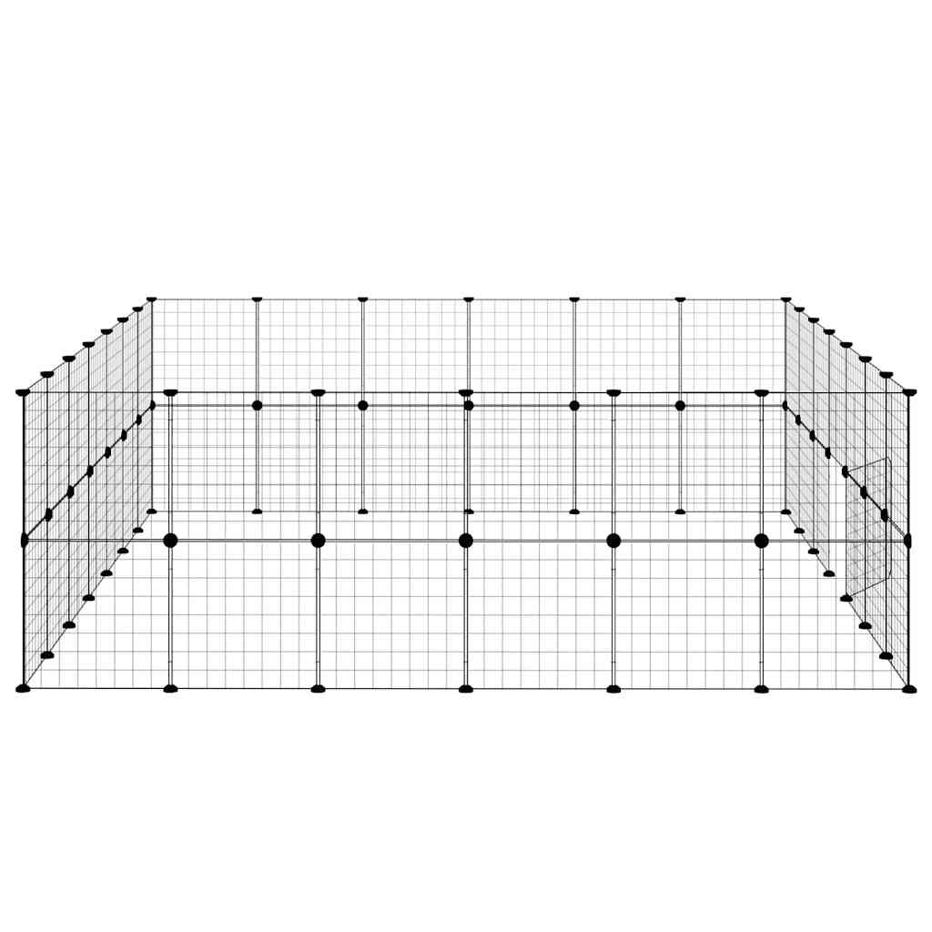 52-Panel Pet Cage with Door Black 245x210x70 cm Steel
