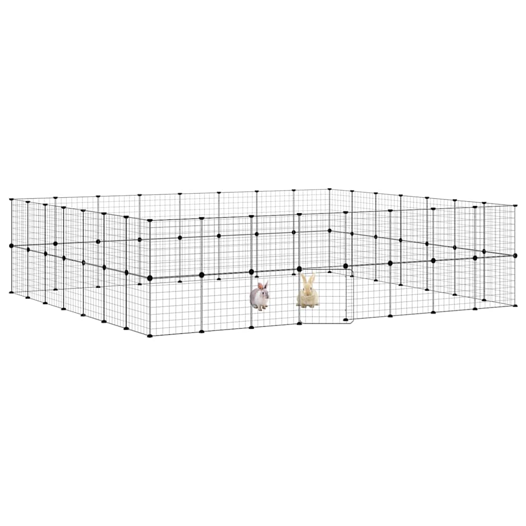 60-Panel Pet Cage with Door Black 280x245x70 cm Steel