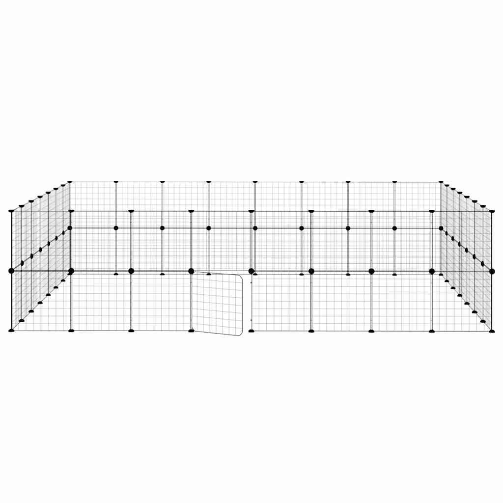 60-Panel Pet Cage with Door Black 280x245x70 cm Steel