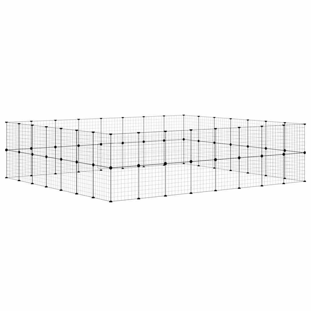 60-Panel Pet Cage with Door Black 280x245x70 cm Steel