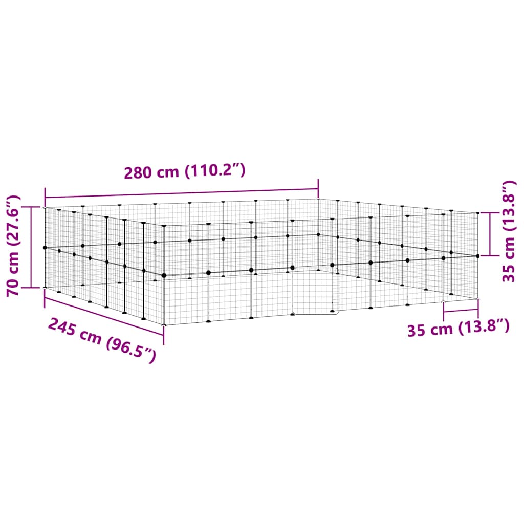60-Panel Pet Cage with Door Black 280x245x70 cm Steel